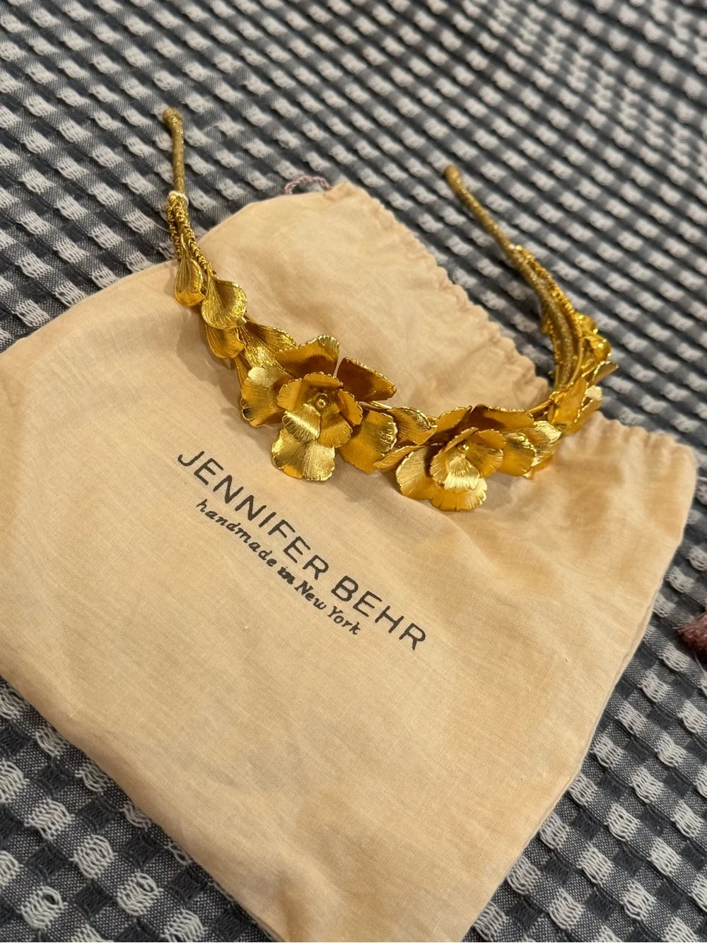 Jennifer Behr Gold Floral Crown Headband